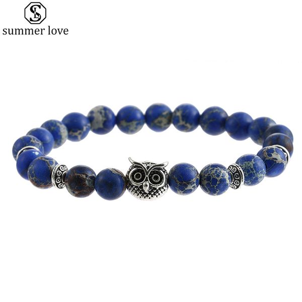 8mm colorful natural stone beads bracelet vintage owl pendant charm bracelet for men women valentine's day gift-z, Black
8mm colorful natural stone beads bracelet vintage owl pendant charm bracelet for men women valentine's day gift-z, Black