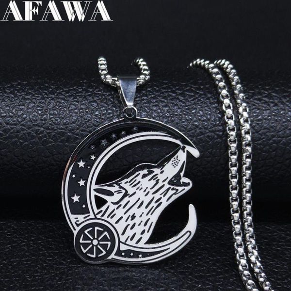 afawa witchcraft pentagram viking wolf stainless steel necklaces men/women black color statement necklace jewelry joyas n3330s02, Silver
afawa witchcraft pentagram viking wolf stainless steel necklaces men/women black color statement necklace jewelry joyas n3330s02, Silver