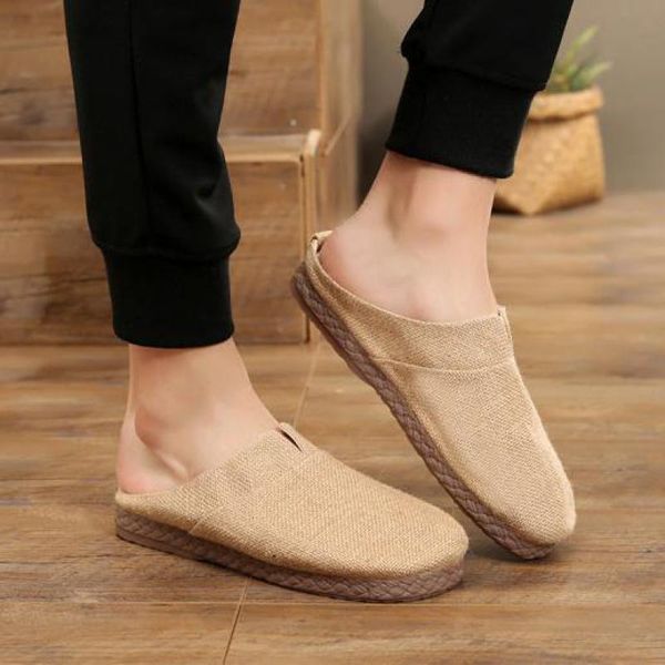 men linen casual slippers breathable men's loafers indoor male half flats canvas shoes breathable plimsolls sandals summer new, Black
men linen casual slippers breathable men's loafers indoor male half flats canvas shoes breathable plimsolls sandals summer new, Black