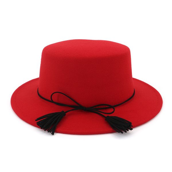 elegant wool felt fedoras hats retro flat bowler hat tassels bow band flat brim party formal hat for women ladies 7 colors, Blue;gray
elegant wool felt fedoras hats retro flat bowler hat tassels bow band flat brim party formal hat for women ladies 7 colors, Blue;gray