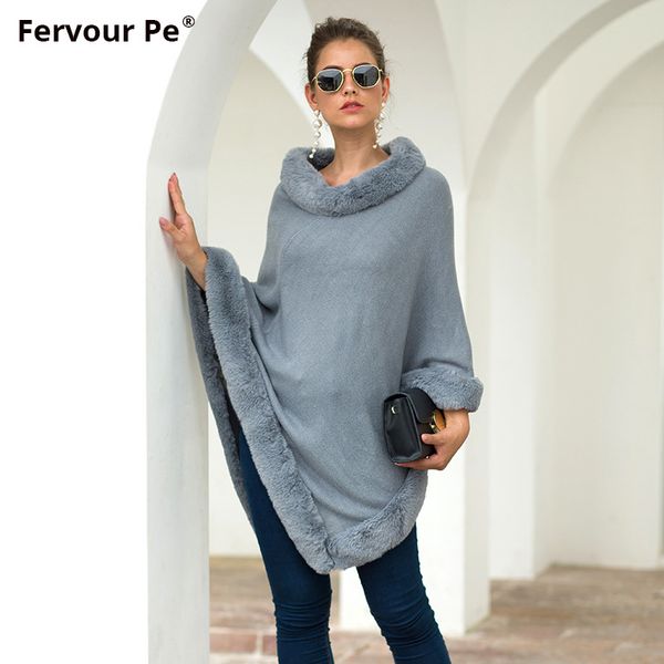 2019 autumn winter new women sweaters cloak fur edge round neck pure color lady's knitted shawl my19040, Black
2019 autumn winter new women sweaters cloak fur edge round neck pure color lady's knitted shawl my19040, Black