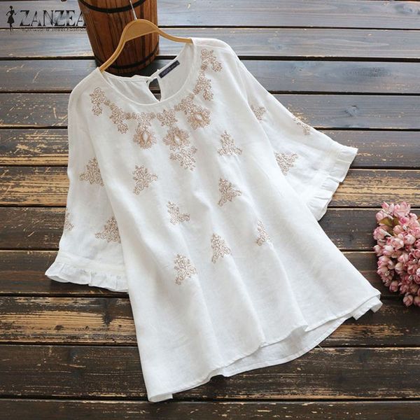 plus size women embroidery blouse zanzea 2020 elegant casual floral shirt summer lace up blusas female half sleeve tunic chemise, White
plus size women embroidery blouse zanzea 2020 elegant casual floral shirt summer lace up blusas female half sleeve tunic chemise, White