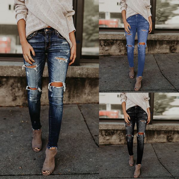 women hight waisted skinny hole ripped slim denim jeans stretch slim pants calf length jeans z402, Blue
women hight waisted skinny hole ripped slim denim jeans stretch slim pants calf length jeans z402, Blue