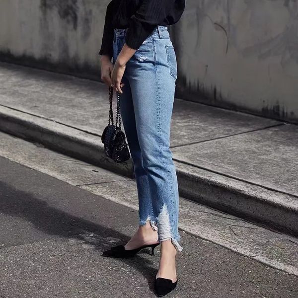 new ripped tassel jeans for women ankle-length high waisted jeansy blue casual pencil jeans korean streetwear denim pants femme
new ripped tassel jeans for women ankle-length high waisted jeansy blue casual pencil jeans korean streetwear denim pants femme
