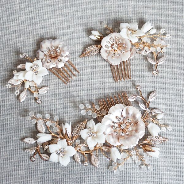 porcelain flower bridal hair combs pins set fashion wedding headpiece party prom side tiara handmade brides hair accessories, Golden;white
porcelain flower bridal hair combs pins set fashion wedding headpiece party prom side tiara handmade brides hair accessories, Golden;white