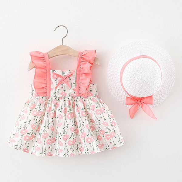 4 pieces/lot) 2020 summer girl's dress floral 050306, Red;yellow
