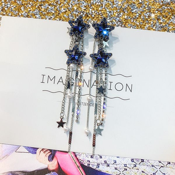 fyuan korean style shiny star drop earrings for women new bijoux long tassel blue crystal dangle earrings jewelry accessories, Silver
fyuan korean style shiny star drop earrings for women new bijoux long tassel blue crystal dangle earrings jewelry accessories, Silver