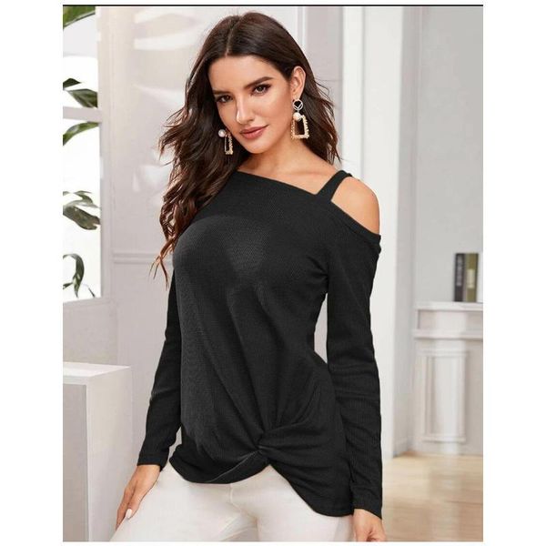 women's ladies casual loose-fitting inclined one shoulder solid colour knitting long-sleeved blouses plain t-shirts tunic, White
women's ladies casual loose-fitting inclined one shoulder solid colour knitting long-sleeved blouses plain t-shirts tunic, White