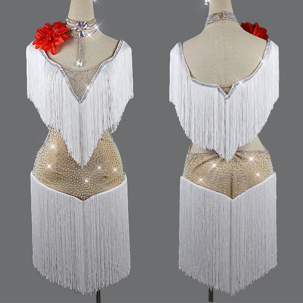 latin dance dress shiny rhinestone white tassel skirt cha cha rumba samba tango women competition performance dresses dnv11769, Black;red
latin dance dress shiny rhinestone white tassel skirt cha cha rumba samba tango women competition performance dresses dnv11769, Black;red