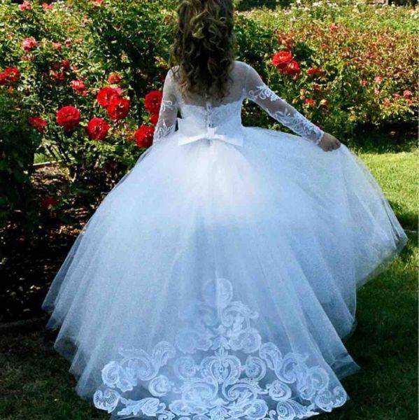 ivory long sleeves flower girls dresses for weddings illusion neckline lace appliques girls pageant dress covered buttons communion gowns, White;blue
ivory long sleeves flower girls dresses for weddings illusion neckline lace appliques girls pageant dress covered buttons communion gowns, White;blue
