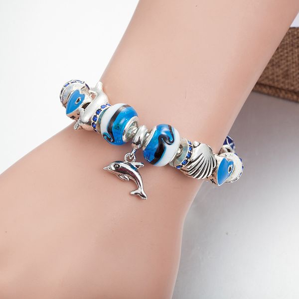 fashion fit pandora jewelry blue glass bead charm bracelets for women hand ornaments diy dolphin pendant bead bracelet jewelry wholesale, Golden;silver
fashion fit pandora jewelry blue glass bead charm bracelets for women hand ornaments diy dolphin pendant bead bracelet jewelry wholesale, Golden;silver
