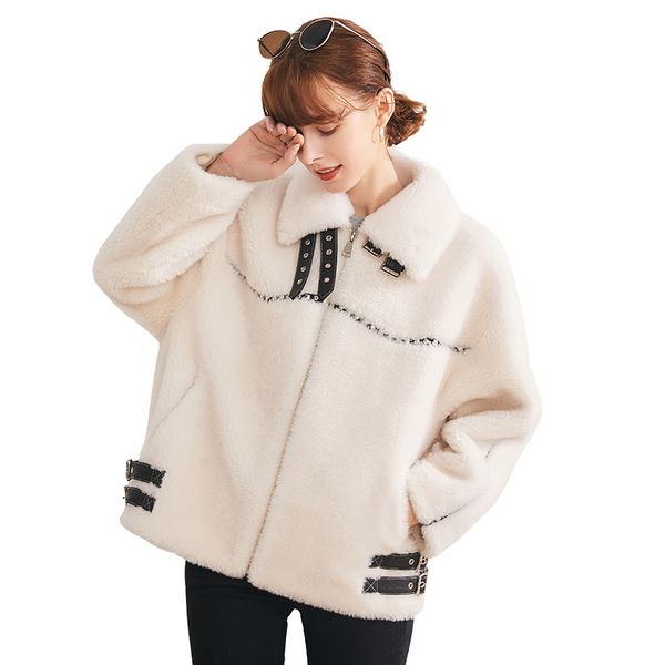 women's fur & faux winter coat women short sheep shearing jacket female natural vintage streetwear wool jackets korean coats hiver bl98, Black
women's fur & faux winter coat women short sheep shearing jacket female natural vintage streetwear wool jackets korean coats hiver bl98, Black