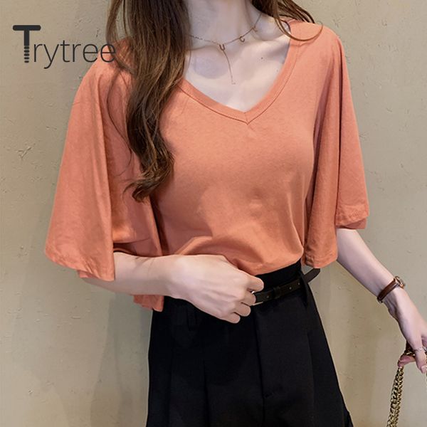 trytree summer women casual woman t-shirt v-neck solid 3 color butterfly sleeve loose fashion all-purpose style t-shirt, White
trytree summer women casual woman t-shirt v-neck solid 3 color butterfly sleeve loose fashion all-purpose style t-shirt, White
