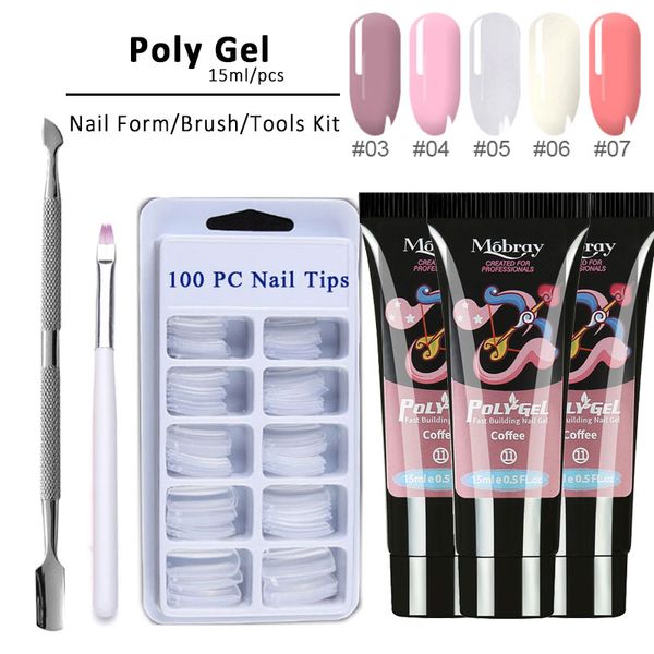 

4pcs/kit poly gel set led clear uv gel varnish nail polish art kit quick building for nails extensions hard jelly polygel, Red;pink