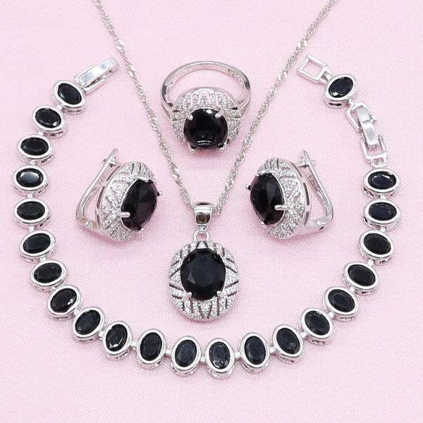 925 silver bridal jewelry sets for women black cubic zirconia bracelet earrings necklace pendant ring birthday gift, Slivery;golden
925 silver bridal jewelry sets for women black cubic zirconia bracelet earrings necklace pendant ring birthday gift, Slivery;golden