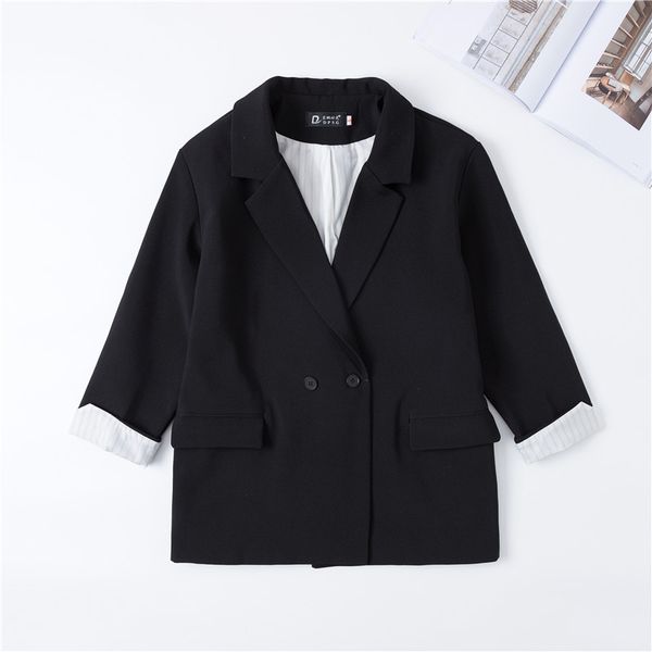 women's loose casual retro long sleeve long single-breasted suit jacket women's british style suit blazer, White;black
women's loose casual retro long sleeve long single-breasted suit jacket women's british style suit blazer, White;black