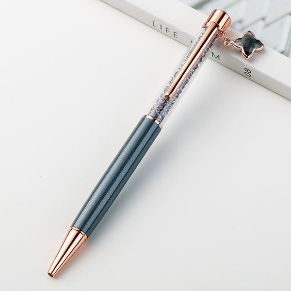

metal with clover pendant office ballpoint pen portable shining fashion stationery smooth writing practical gift school, Blue;orange