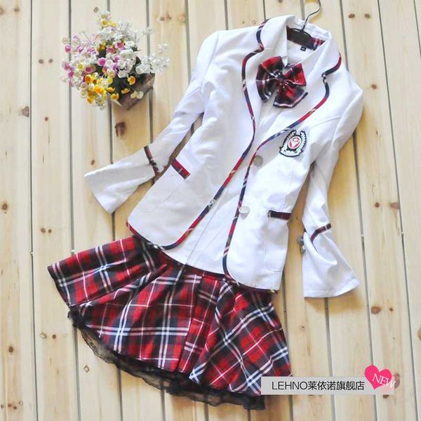 fashionable japanese school girl uniform plaid school uniform for girls korea uniforms spring autumn full sleeve, White
fashionable japanese school girl uniform plaid school uniform for girls korea uniforms spring autumn full sleeve, White