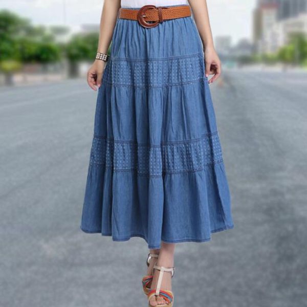 women summer denim skirts high waist plus size long skirt vintage a-line jean skirt with belt faldas mujer moda 2020 dv766, Black
women summer denim skirts high waist plus size long skirt vintage a-line jean skirt with belt faldas mujer moda 2020 dv766, Black