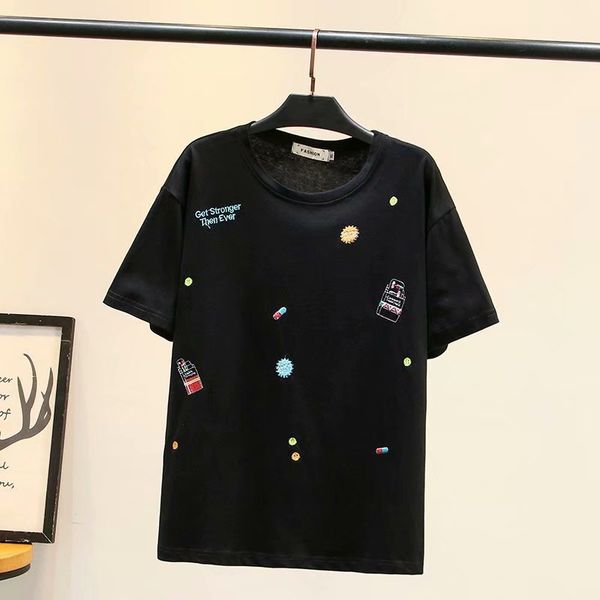 solid black plus size women loose embroidery o-neck cotton tshirts 2020 new summer casual ladies t shirts female t-shirts, White
solid black plus size women loose embroidery o-neck cotton tshirts 2020 new summer casual ladies t shirts female t-shirts, White