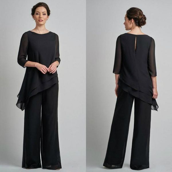 black long sleeves mother of the bride pant suits jewel neck wedding guest dress plus size chiffon mothers groom dresses, Black;red
black long sleeves mother of the bride pant suits jewel neck wedding guest dress plus size chiffon mothers groom dresses, Black;red