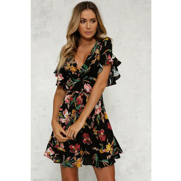 2019 summer women ruffles mini dress boho style floral print v neck beach tunic sundress loose mini party vestidos plus size xl, Black;gray
2019 summer women ruffles mini dress boho style floral print v neck beach tunic sundress loose mini party vestidos plus size xl, Black;gray