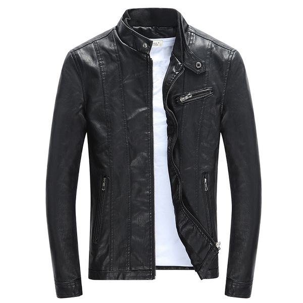 2019 autumn new fashion vintage veste cuir homme slim stand collar motorcycle leather jacket, Black
2019 autumn new fashion vintage veste cuir homme slim stand collar motorcycle leather jacket, Black