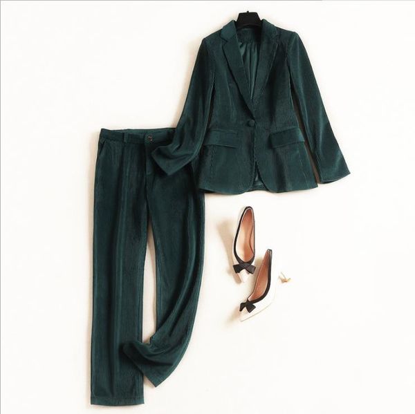 european and american women's winter 2019 new style a button coat with long sleeves trousers fashionable corduroy suits, White
european and american women's winter 2019 new style a button coat with long sleeves trousers fashionable corduroy suits, White