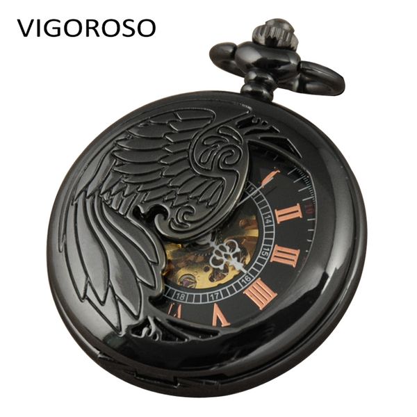 personalised pocket watch mechanical hand wind double half hunter black steel clock for men gift box, Slivery;golden 
personalised pocket watch mechanical hand wind double half hunter black steel clock for men gift box, Slivery;golden