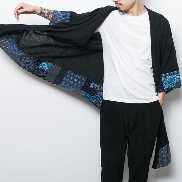 2019 summer chinese-style cardigan trench coat men's mid-length mixed colors flax retro ethnic chinese clothing long sweater men, Tan;black
2019 summer chinese-style cardigan trench coat men's mid-length mixed colors flax retro ethnic chinese clothing long sweater men, Tan;black