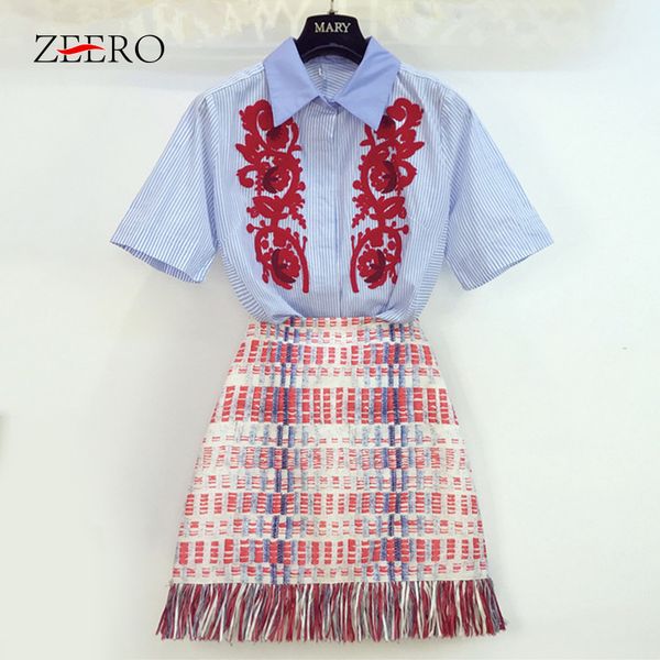 catwalk fashion women skirt set vintage totem embroidery elegant striped shirt blouse +woven fringed tassel skirt two piece set, White
catwalk fashion women skirt set vintage totem embroidery elegant striped shirt blouse +woven fringed tassel skirt two piece set, White