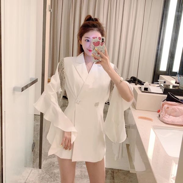 white diamonds blazer long sleeve korean style sweet women jacket long coat, White;black
white diamonds blazer long sleeve korean style sweet women jacket long coat, White;black