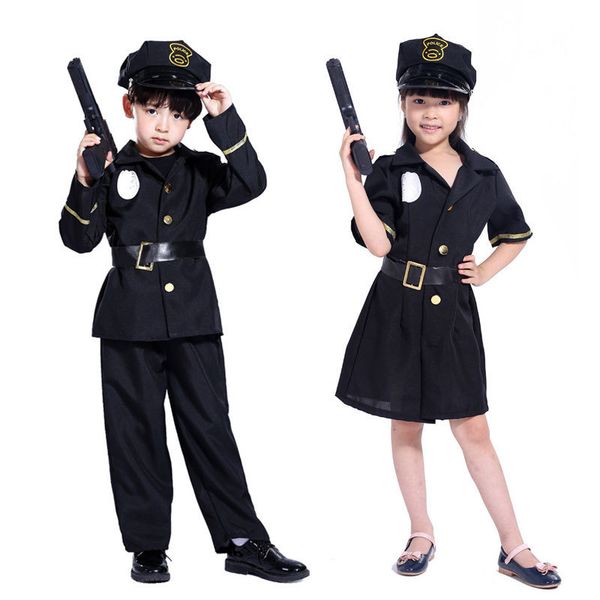 child kids police officer cops costume for boys girls black uniform policeman role play outfit dress halloween cosplay, Black;red
child kids police officer cops costume for boys girls black uniform policeman role play outfit dress halloween cosplay, Black;red