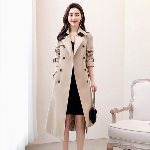 windbreaker women's mid-length autumn new women's fashion korean version of the waist temperament spring and autumn coat, Tan;black
windbreaker women's mid-length autumn new women's fashion korean version of the waist temperament spring and autumn coat, Tan;black