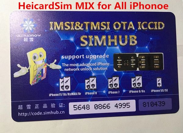 

Бесплатная доставка новый оригинальный Chinasnow Heicardsim MIX V1. 37 для iP6-XR с ICCID IMSI TMSI режим разблокировки Sim-карты Turbo Sim Gevey Pro