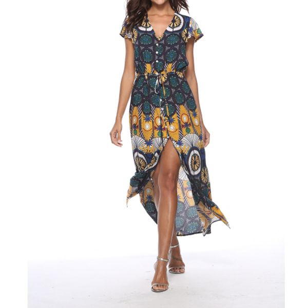 summer dress women's asymmetrical bohemian printed v-neck print split dress beach holiday dresses woman party night vestidos, Black;gray
summer dress women's asymmetrical bohemian printed v-neck print split dress beach holiday dresses woman party night vestidos, Black;gray