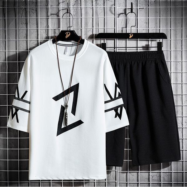 men's summer leisure suit outdoor sport loose training short sleeve pants suit student fitness sports two-piece suits, White;black
men's summer leisure suit outdoor sport loose training short sleeve pants suit student fitness sports two-piece suits, White;black