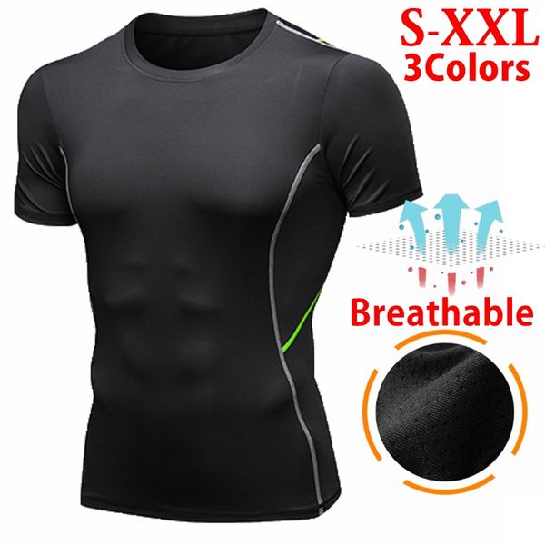 new sports t-shirts quick dry tight fitness men running t shirts short sleeve gym compression shirt men's sportswear tshirt, Black;blue
new sports t-shirts quick dry tight fitness men running t shirts short sleeve gym compression shirt men's sportswear tshirt, Black;blue