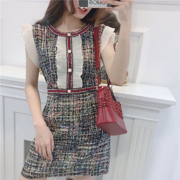 cbafu tweed dresses elegant ruffles pearls button plaid woolen dress vestidos women dress summer female mini vestidos d667, Black;gray
cbafu tweed dresses elegant ruffles pearls button plaid woolen dress vestidos women dress summer female mini vestidos d667, Black;gray