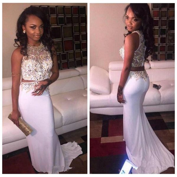 2019 sheer beaded rhinestone mermaid prom dresses two piece sweep train long vestidos de special occasion party gowns evening dress, Black
2019 sheer beaded rhinestone mermaid prom dresses two piece sweep train long vestidos de special occasion party gowns evening dress, Black