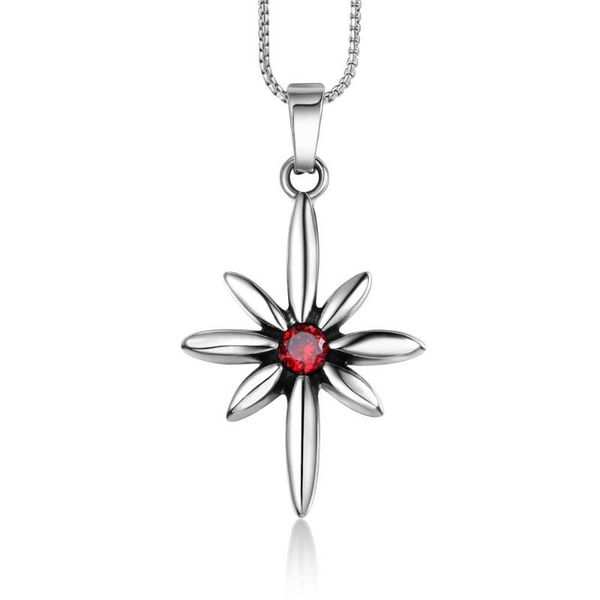 hemiston stainless steel flower with red zircon necklace 2020 brand link chain fashion jewelry style bijoux gift for men, Silver
hemiston stainless steel flower with red zircon necklace 2020 brand link chain fashion jewelry style bijoux gift for men, Silver