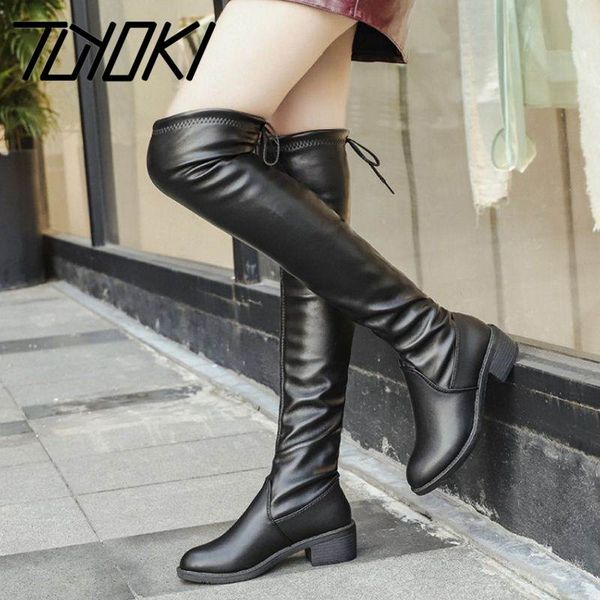 tuyoki women thigh high boots casual lace up autumn winter stretch shoes women round toe black flats long boots size 35-40
tuyoki women thigh high boots casual lace up autumn winter stretch shoes women round toe black flats long boots size 35-40