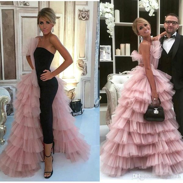 chic layered ruffles tulle evening gowns 2019 new cascading ruffle long formal celebrity party dress gorgeous pink prom gowns, Black
chic layered ruffles tulle evening gowns 2019 new cascading ruffle long formal celebrity party dress gorgeous pink prom gowns, Black