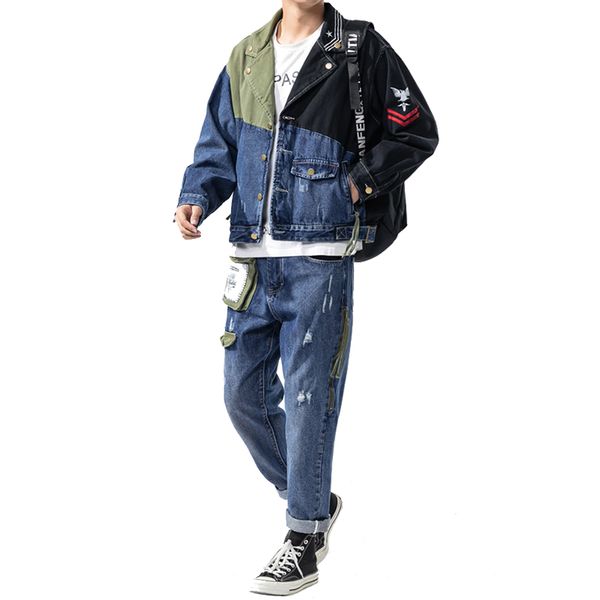 new casual loose denim jacket/jeans sets mens oversized stitching two pieces jeans sets pocket large size 5xl personality, Gray
new casual loose denim jacket/jeans sets mens oversized stitching two pieces jeans sets pocket large size 5xl personality, Gray
