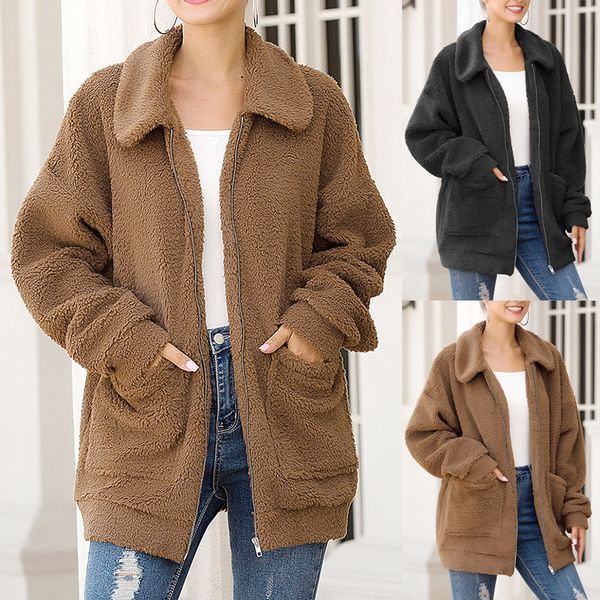 women warm jacket zipper long sleeve lapel coat ladies fleece faux fur outwear winter windproof thick coat plus size 2xl jacket, Blue;black
women warm jacket zipper long sleeve lapel coat ladies fleece faux fur outwear winter windproof thick coat plus size 2xl jacket, Blue;black