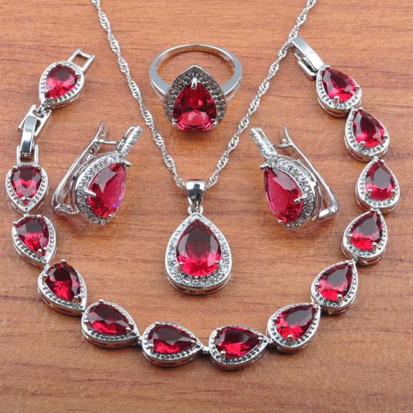 water drop rose red zirconia 925 sterling silver wedding jewelry set for women earrings necklace pendant rings bracelet js0357, Slivery;golden
water drop rose red zirconia 925 sterling silver wedding jewelry set for women earrings necklace pendant rings bracelet js0357, Slivery;golden