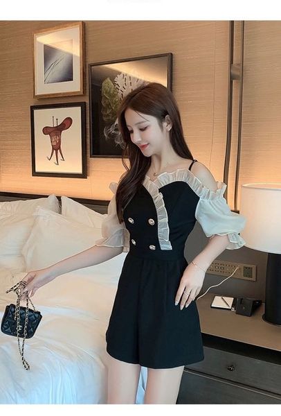 ja600308 fashionable jumpsuit short-sleeved xiaoxi's fit body was thin pants 2020 summer casual suit jacket jumpsuit female, Black;white
ja600308 fashionable jumpsuit short-sleeved xiaoxi's fit body was thin pants 2020 summer casual suit jacket jumpsuit female, Black;white