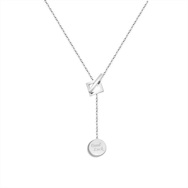 round shape pendant necklaces good luck letter for women party gold chain stainless steel long necklace jewelry gifts, Silver
round shape pendant necklaces good luck letter for women party gold chain stainless steel long necklace jewelry gifts, Silver