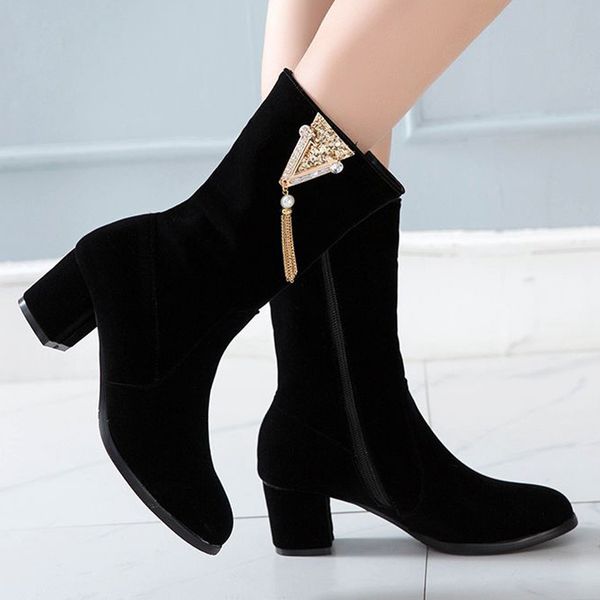 womens boots square heel pointed toe winter boots flock rhinestone tassel waterproof platform booties botines mujer #0821, Black
womens boots square heel pointed toe winter boots flock rhinestone tassel waterproof platform booties botines mujer #0821, Black
