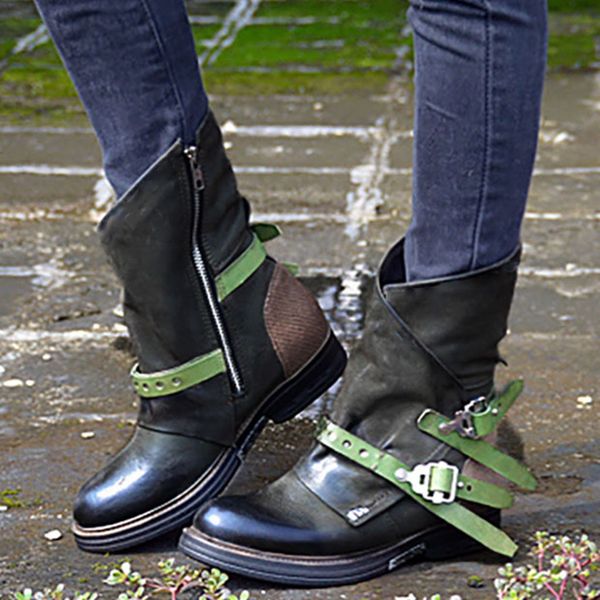 retro rome motorcycle boots women's western short boots winter buckle strap leather boot lady moto biker low heel shoes classic, Black
retro rome motorcycle boots women's western short boots winter buckle strap leather boot lady moto biker low heel shoes classic, Black